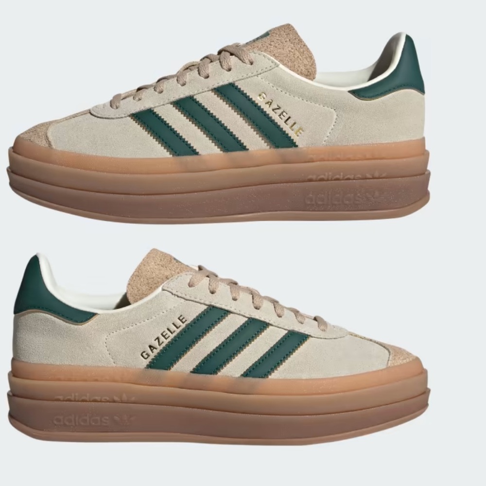 Adidas Gazelle Platform Sneakers in Green and Tan